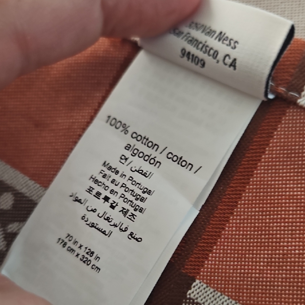 Williams Sonoma Floral Tablecloth Orange and Brown 70×126 Inches - Picture 7 of 7